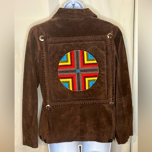 Impressions Jackets & Blazers - IMPRESSIONS BY REM GARSON VINTAGE WM BRN SUEDE JACKET XS BEADED DESIGN NEVERWORN